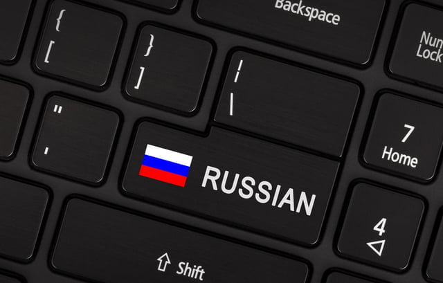 ロシア国旗がついたキーボード