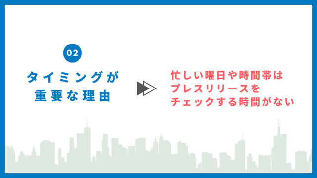 【データ付き】プレスリリース配信のベストタイミング!曜日や時間をメディア・案件別に紹介 プレスリリース タイミング 重要性