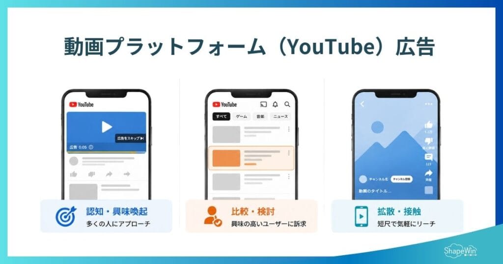動画広告の事例まとめ6選|成果が出たSNS・YouTube広告の成功ポイントを解説 動画プラットフォーム_インフォグラフィック